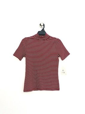 NWT Free Assembly Striped Ribbed Mock Neck Tee